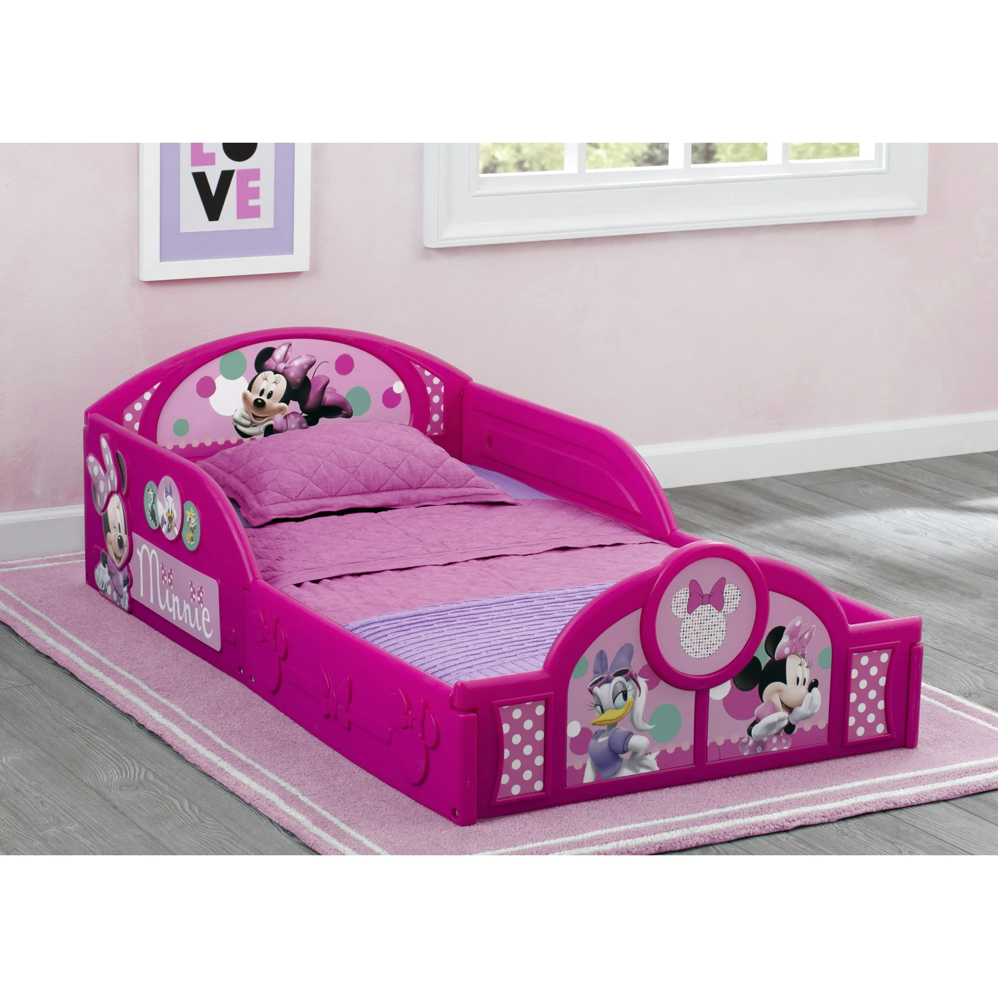 Bluey Sleep and Play Toddler Bed with Built-In Guardrails by Delta Children