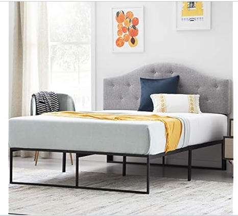 Linenspa Metal Platform Bed Frame – Under Bed Storage Space – No Box Spring Needed – 14″ High – Modern Contemporary – Sturdy Steel – Light Weight – Easy Assembly – Tool Included – Queen Size