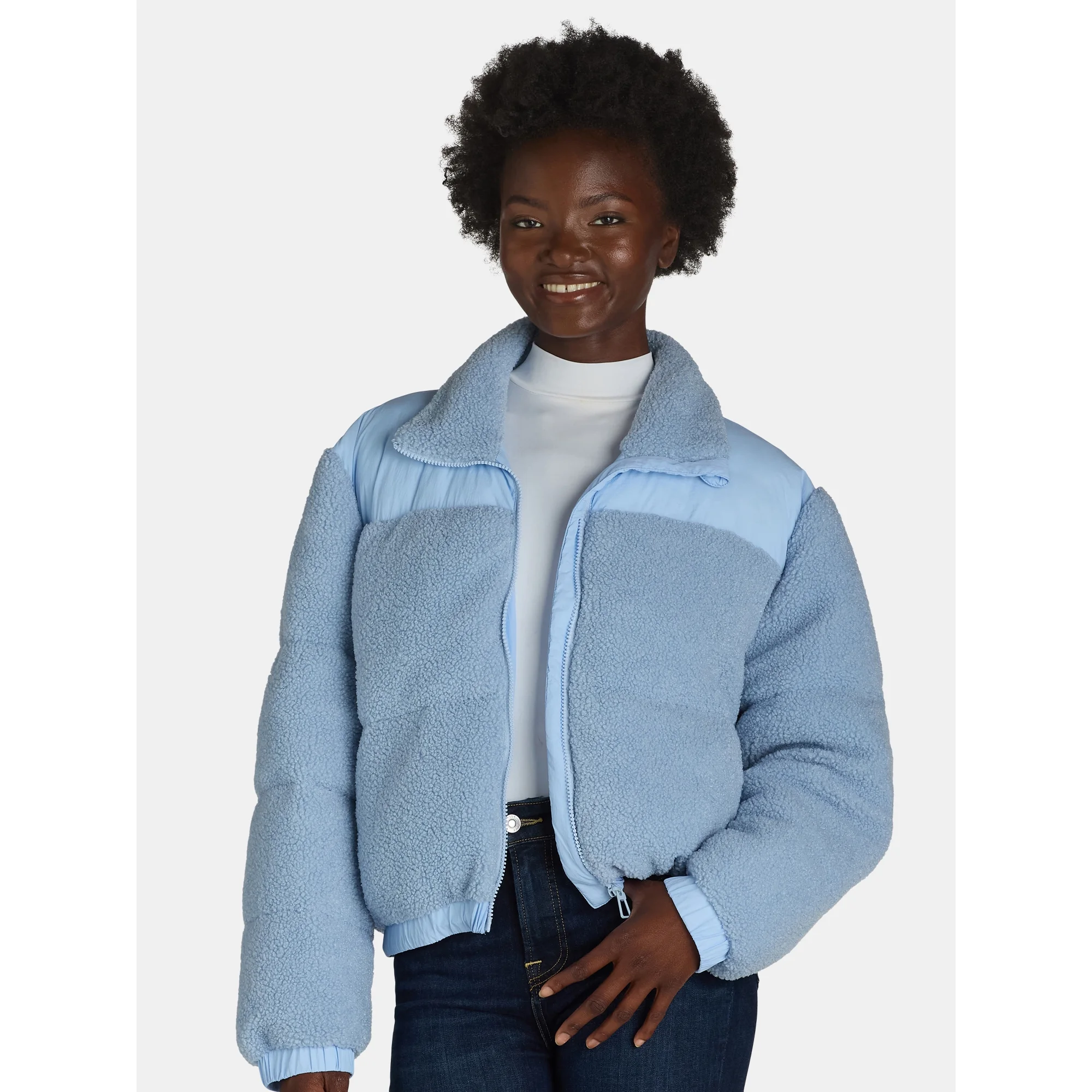 Liv & Lottie Women’s Teddy Fleece Puffer Jacket with Pockets, Sizes S-XL