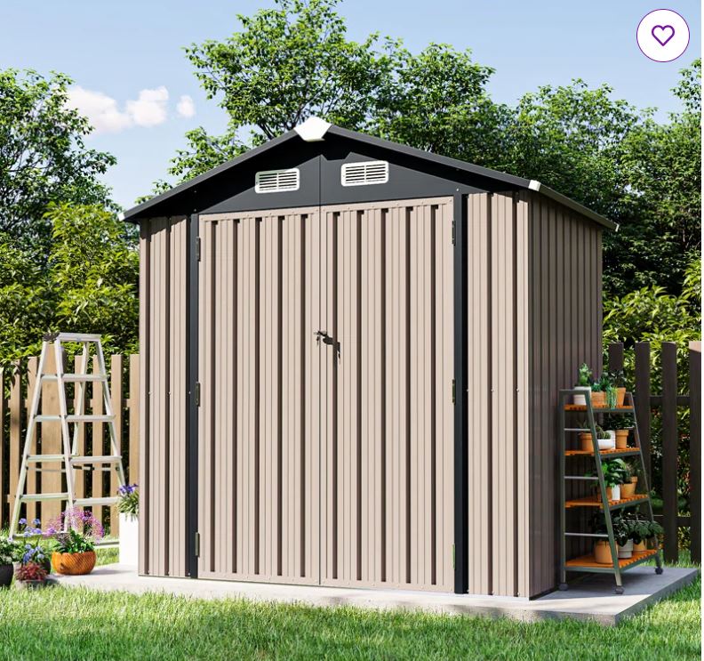6.4 Ft. W x 4.0 Ft. D Steel Storage Shed with Door Lock and Floor