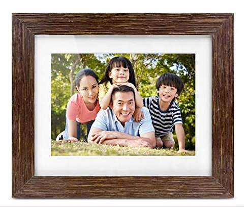 (NEW) Aluratek 7″ Distressed Wood Digital Photo Frame, Auto Slideshow Feature, USB/SD/SDHC Supported, Built-in Clock & Calendar, Easy Setup, Non-WiFi