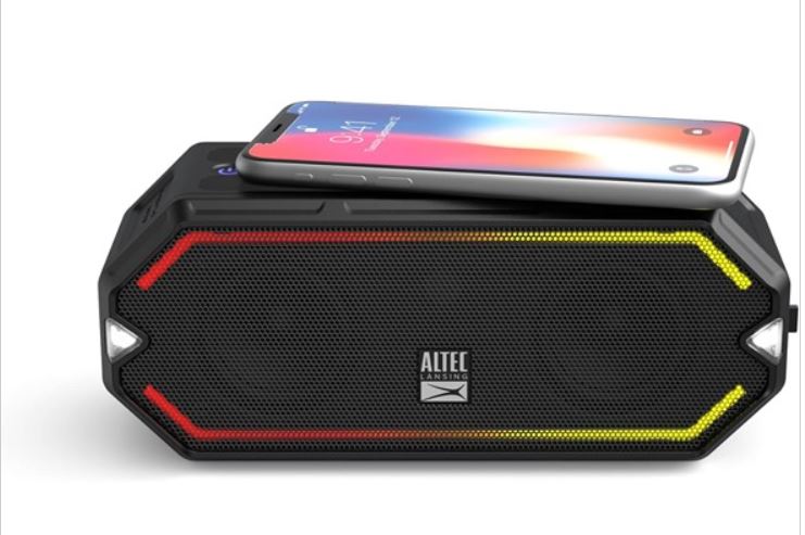 (NEW) Altec Lansing HydraBlast Portable Bluetooth Speaker – IP67 Waterproof, with Built in Phone Charger and LED Lights, 20 Hour Playtime