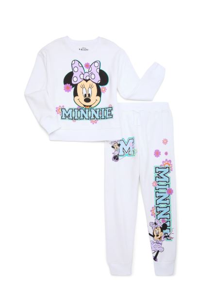 Disney Minnie Mouse Girls Embroidered Graphic Sweatshirt and Jogger Set, 2-Piece, Sizes 4-16
