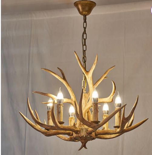 Escher Retro Antler Resin Chandelier Countryside Pendant Light