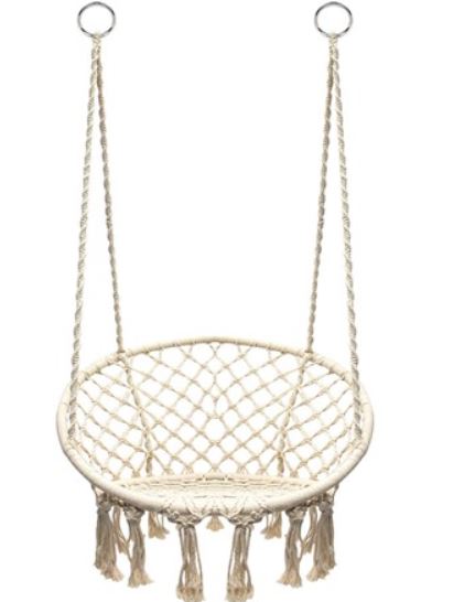 Sorbus Stylish Boho Swing Chair- Premium Cotton Ceiling Chair for Durability- Decorative Macrame Hanging Hammock Chair – Use Indoor, Outdoor, Chair, Patio, Porch, Garden, Meditation, Gifts- Max 250Lbs