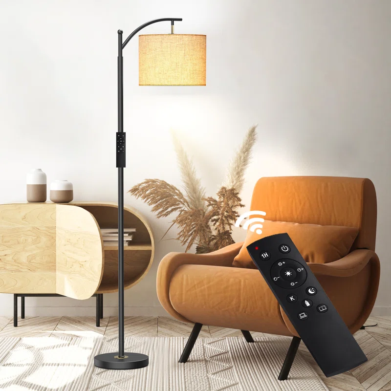 Kyeria Arc/Arched Floor Lamp with Remote Control and Smart Bulb Included