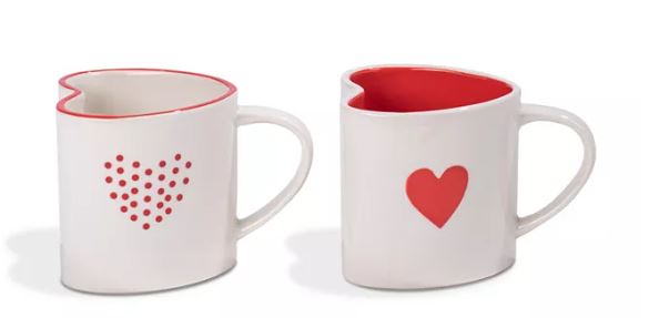 Heart Shaped Coffee Mugs, Set of 2