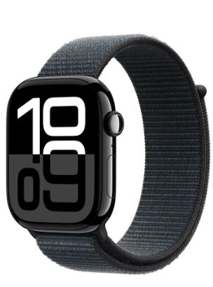 Apple Watch Series 10 GPS 46mm Jet Black Aluminum Case with Ink Sport Loop
