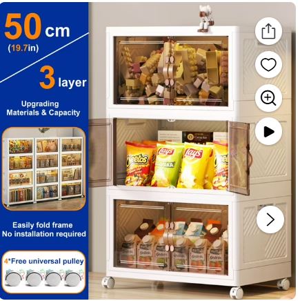 Storage Bins with Lids- 3 Tier Folding Storage box