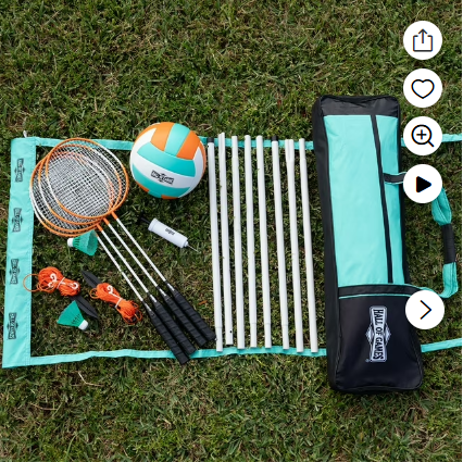 20-ft Outdoor Volleyball and Badminton Set with Adjustable Steel Poles and Accessories by Hall of Games