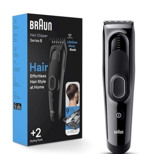 Braun Series 5 5310 Men’s Cordless Electric Hair Clippers with 9 Length Settings