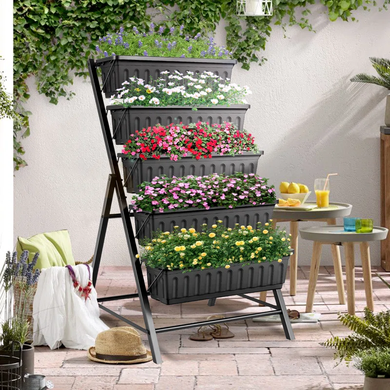 5 Tiers Vertical Garden Planter Raised Garden Bed Freestanding Elevated Planter Box
