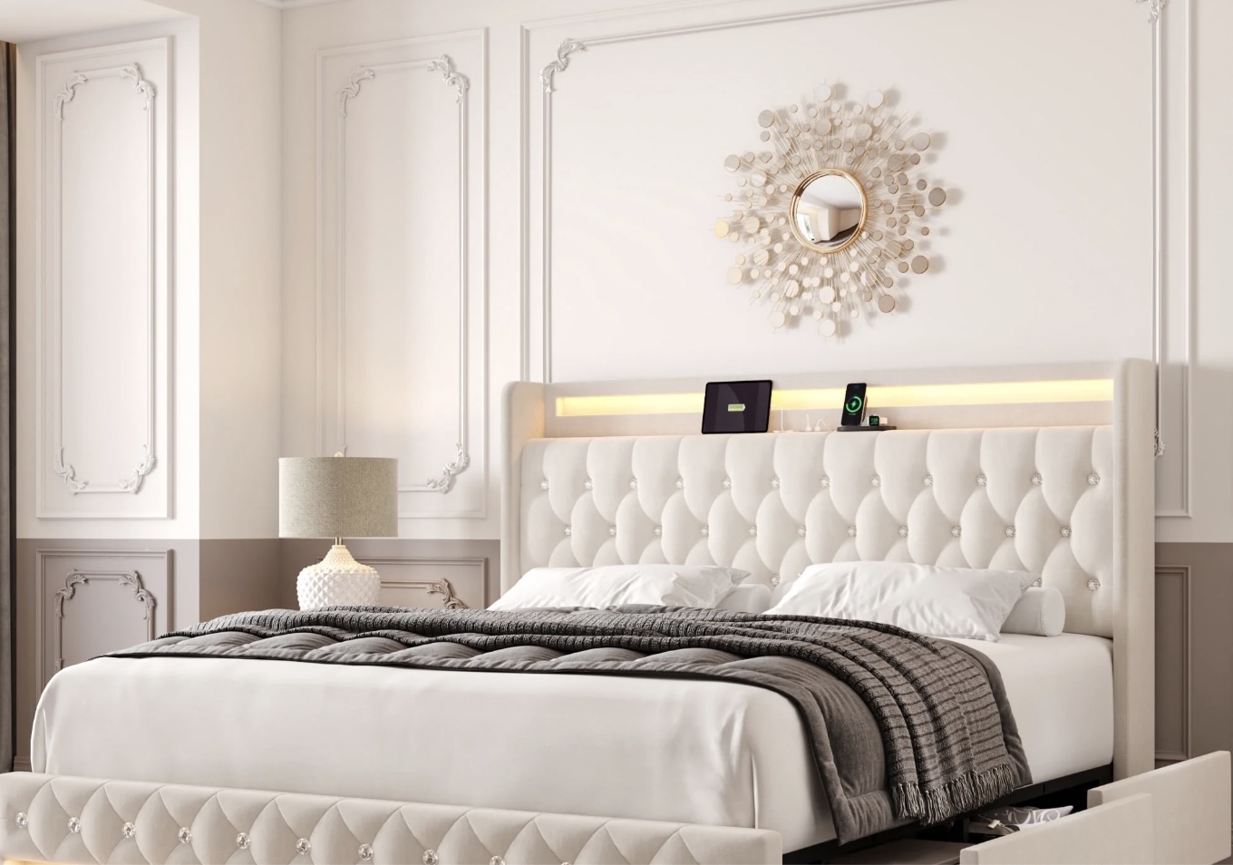 Queen LED Bed Frame – Style, Storage & Tech!