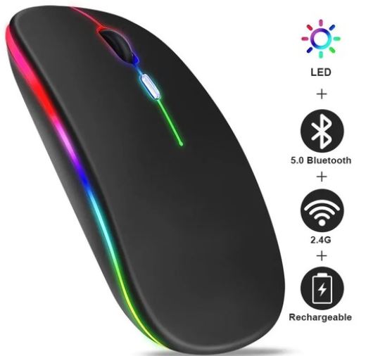 LED Backlit Wireless Mouse RGB Rechargeable Bluetooth Mice for Laptop PC 3600DPI