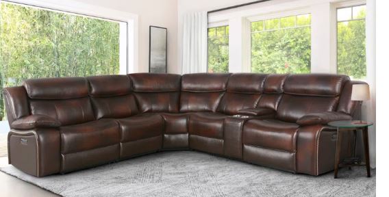 Amedeu 6 – Piece Leather Power Reclining Sectional