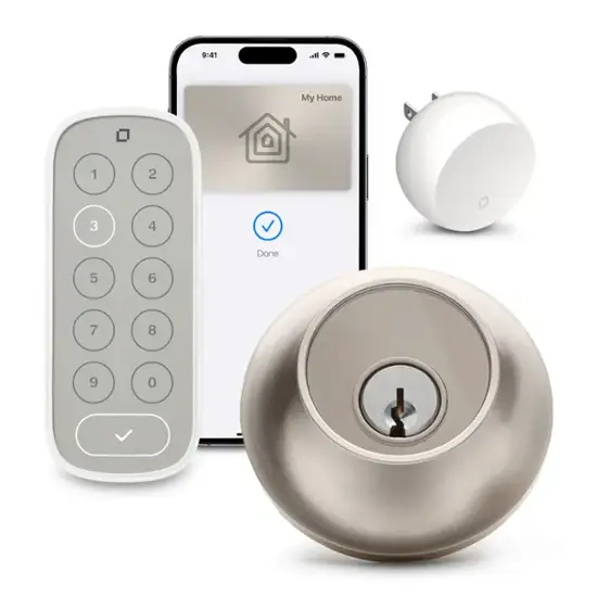 Level – Lock+ Connect with Keypad Smart Lock Bluetooth/Wi-Fi Replacement Deadbolt with App / Keypad / Key Access – Satin Nickel