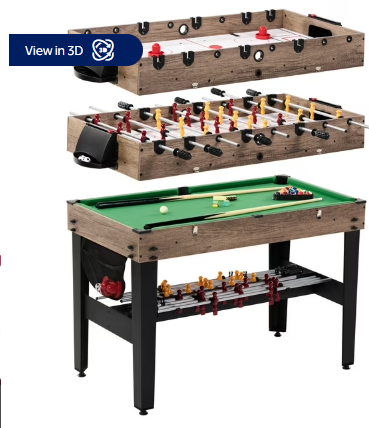 48″ 3-in-1 Multi Game, Pool Table, Air Hockey, Foosball Table, by MD Sports