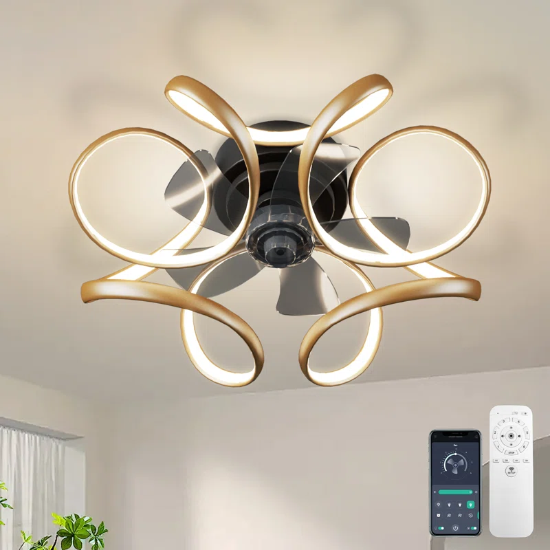 Dalayshia Indoor Ceiling Fans With Lights, Flush Mount Dimmable