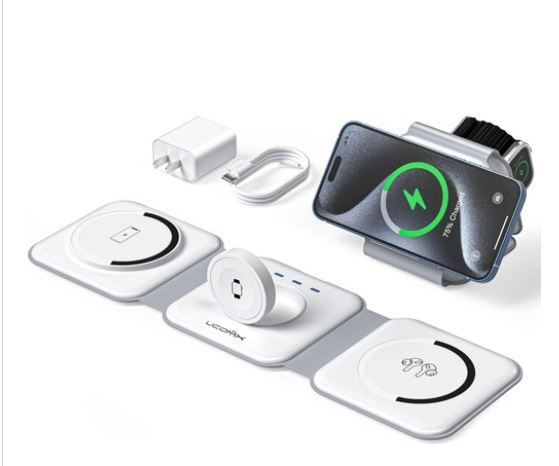 Foldable 3-in-1 Wireless Charging Station for Multiple Devices