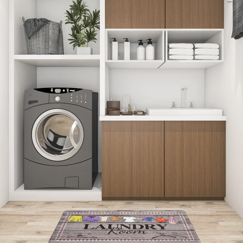 Graettinger Laundry Room Anti-Fatigue Gray/Black/Red Mat