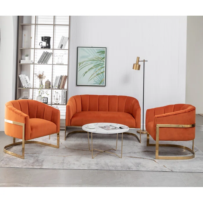 Tellico 3 – Piece Velvet Living Room Set