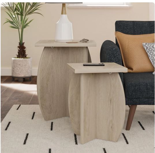 Hearth & Hand w/Magnolia Furniture Ottoman Metal Wood Living Room Cream Black