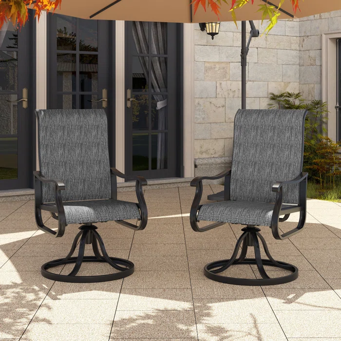 Ashalyn High Back Swivel Rocker Outdoor Dining Armchair (Set of 2)