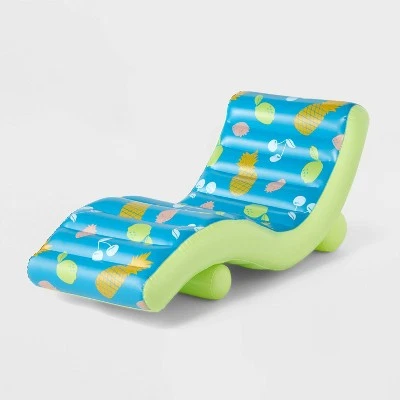 Sun Squad Green/Blue Fruit Chaise Lounge Pool Float Water Floats and Inflatables