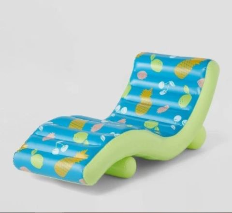 Sun Squad Green/Blue Fruit Chaise Lounge Pool Float Water Floats and Inflatables