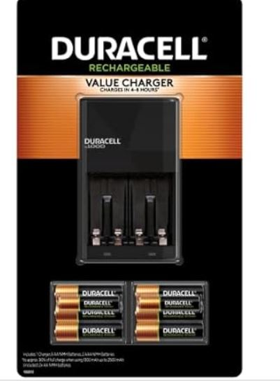 Duracell Ion Speed 1000 Charger for Rechargeable AA and AAA Batteries, Includes 6 AA and 2 AAA Pre-Charged Batteries