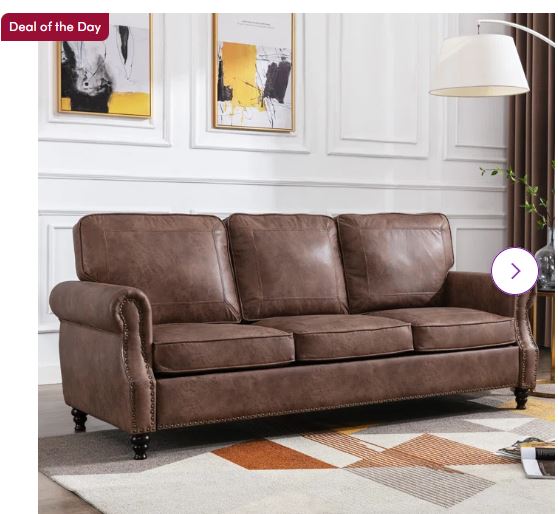 Amarius 80″ Wide Faux Leather Rolled Arm Sofa