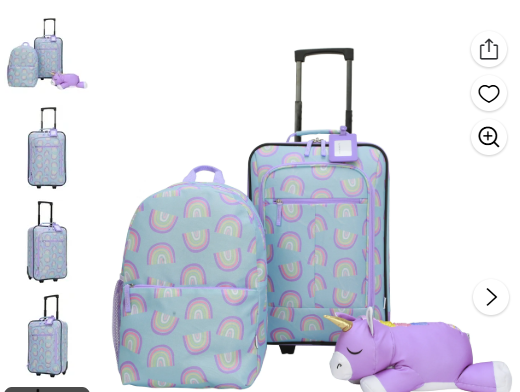 CRCKT 4 Piece 18″ Softside Carry-on Kids Luggage Set, Rainbow