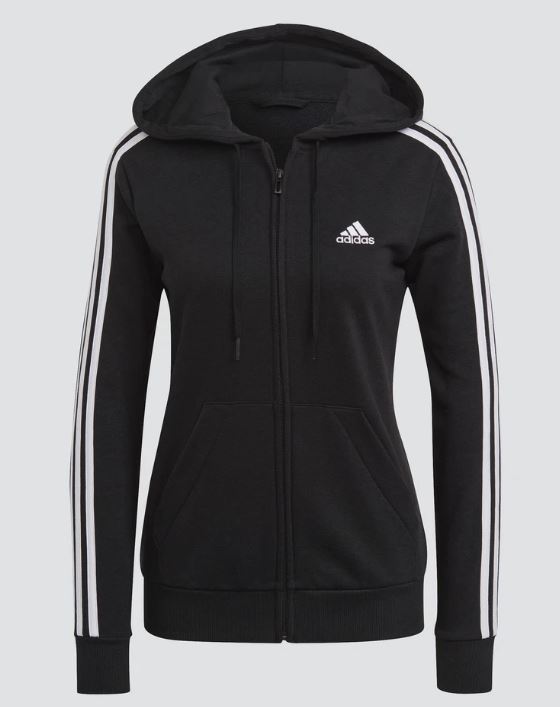 adidas women Essentials French Terry 3-Stripes Full-Zip Hoodie
