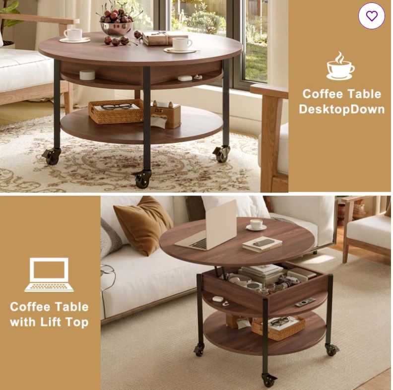 Torron Lift Top Coffee Tables ,Casters cocktail table