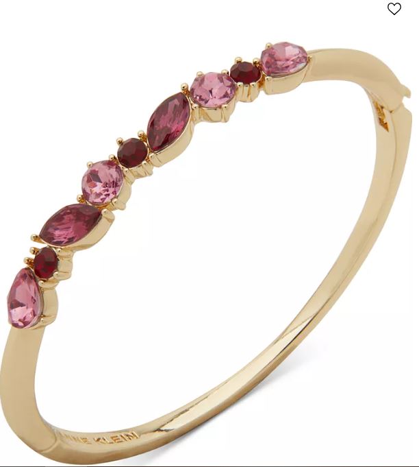 Gold-Tone Round & Navette Tonal Stone Bangle Bracelet