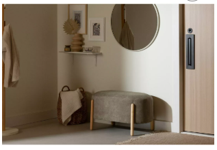 South Shore Kodali Bench Gray: Upholstered Rectangle, Wood Legs, Polyester, 250lb Capacity