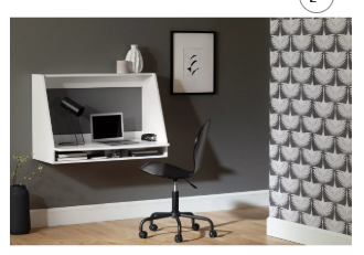 Interface Wall Mount Desk Pure White – South Shore: Sturdy Floating Workstation, Compact Design, Open Storage Shelf