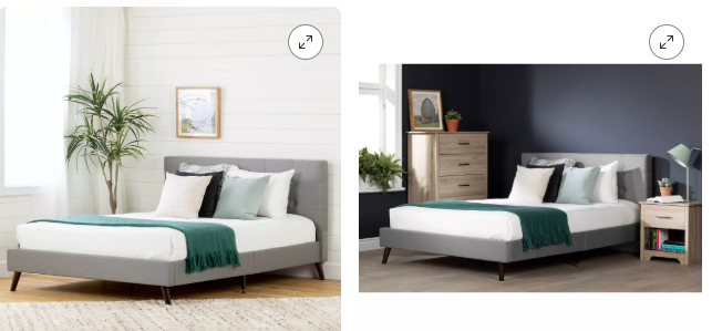 Queen Fusion Complete Upholstered Bed Medium Gray – South Shore