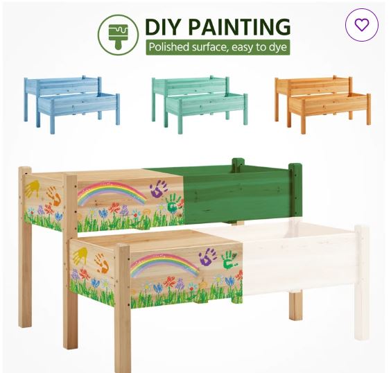 Aadhira 2-tier Fir Wood Elevated Planting Box