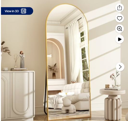 BEAUTYPEAK 64″x 21″ Full Length Mirror Arched Standing Floor Mirror Full Body Mirror, Gold