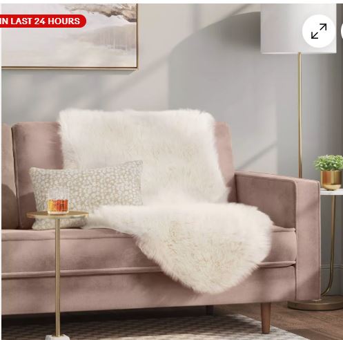 Faux Fur Pelt Throw Blanket Ivory – Threshold