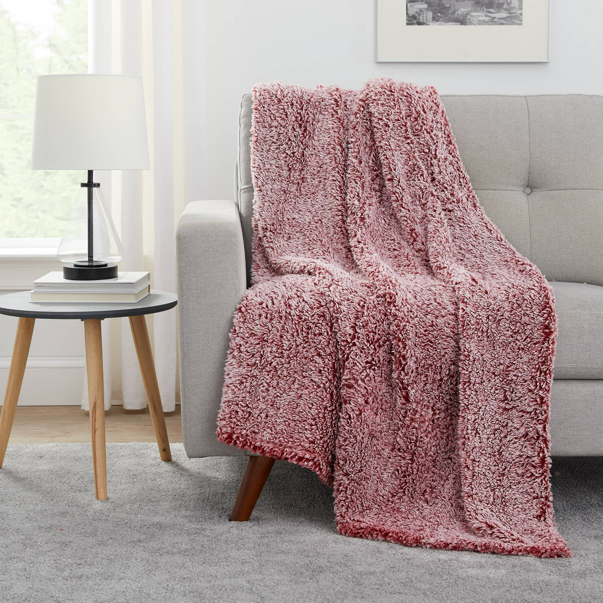 Mainstays Sherpa Throw Blanket, 50″ X 60″, Red