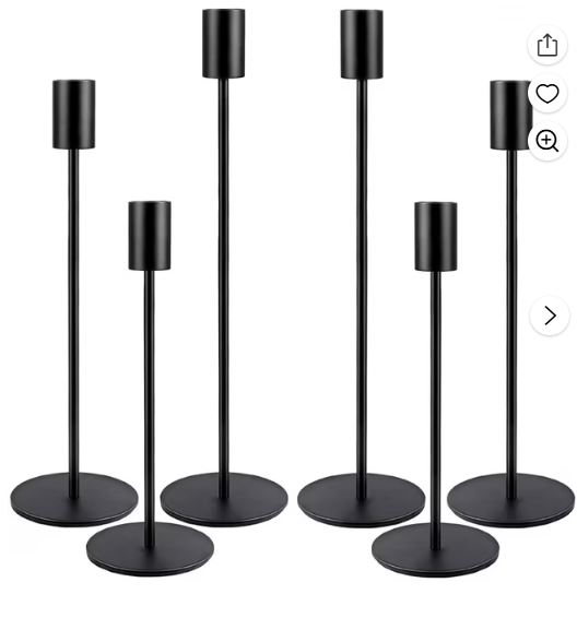 HIDAWN Matte Black Taper Candle Holders, 6 Pack Metal Candlestick Holders for Wedding, Dinning, Party