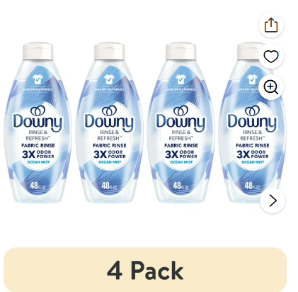 (4 pack) Downy Rinse & Refresh Laundry Odor Remover and Fabric Softener, Ocean Mist, 48 fl oz