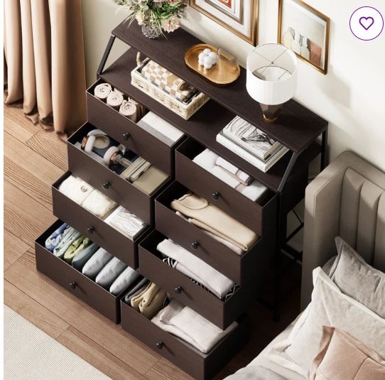 Ojaswi 8 Drawer, Double Dresser with Wooden, Chest of Drawer in 37.6”