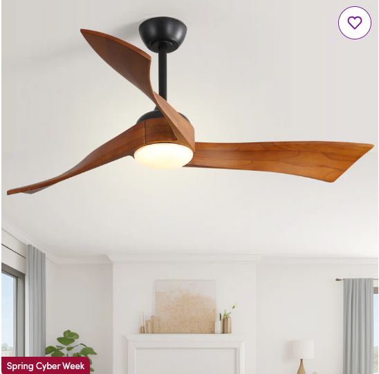 Kemp 52” 3 – Blade Classic Propeller Ceiling Fan with Remote Control and LED Light Kit Included