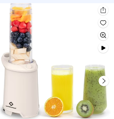 LINKChef Personal Blender for Shakes and Smoothies with 19 Oz BPA Free Travel Cup and Lid, Heavy-Duty Portable Blender