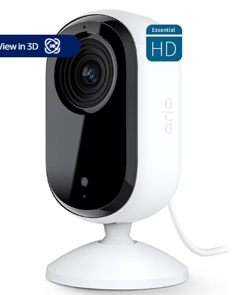 Arlo Essential Indoor Camera HD (2nd Gen) – Wired Security Camera with Privacy Shield, 1 Cam, White VMC2060-1WMNAS