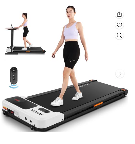 Simpfree Walking Pad with Shock-absorbing Rubber, 2 in 1 Under Desk Treadmill with Remote Control, 300lbs Portable Treadmill with 3 Custom Modes for Home/Office (White)