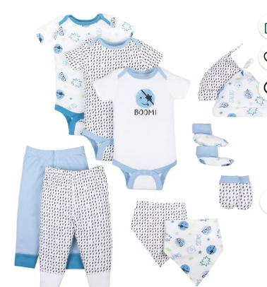 Little Star Organic Baby Boy Baby Shower Essentials Gift Set, 11-Piece